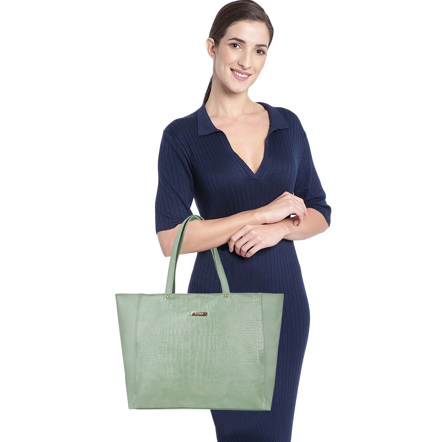 Althea Vegan Leather Formal Tote Bag - Green