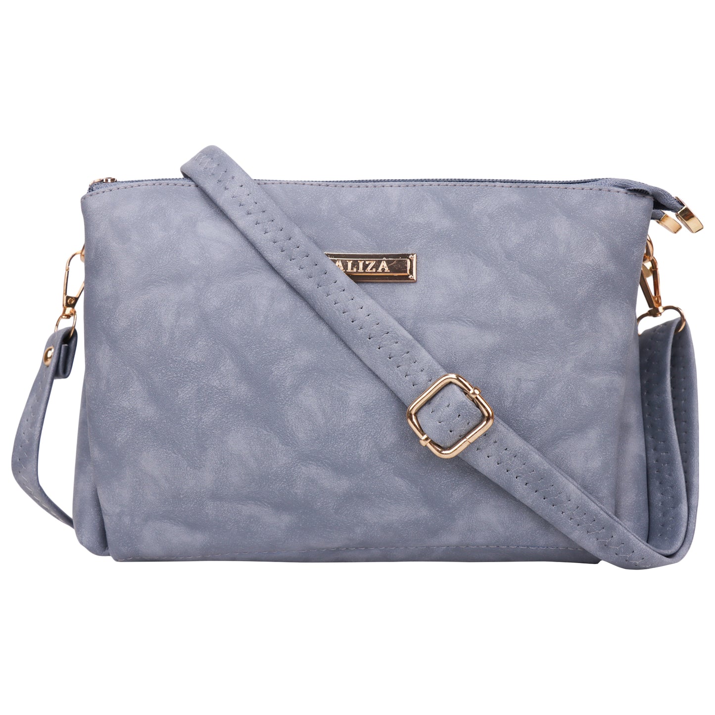 Miss Sydney Vegan Leather Suede Texture Utility Sling Bag - Grey