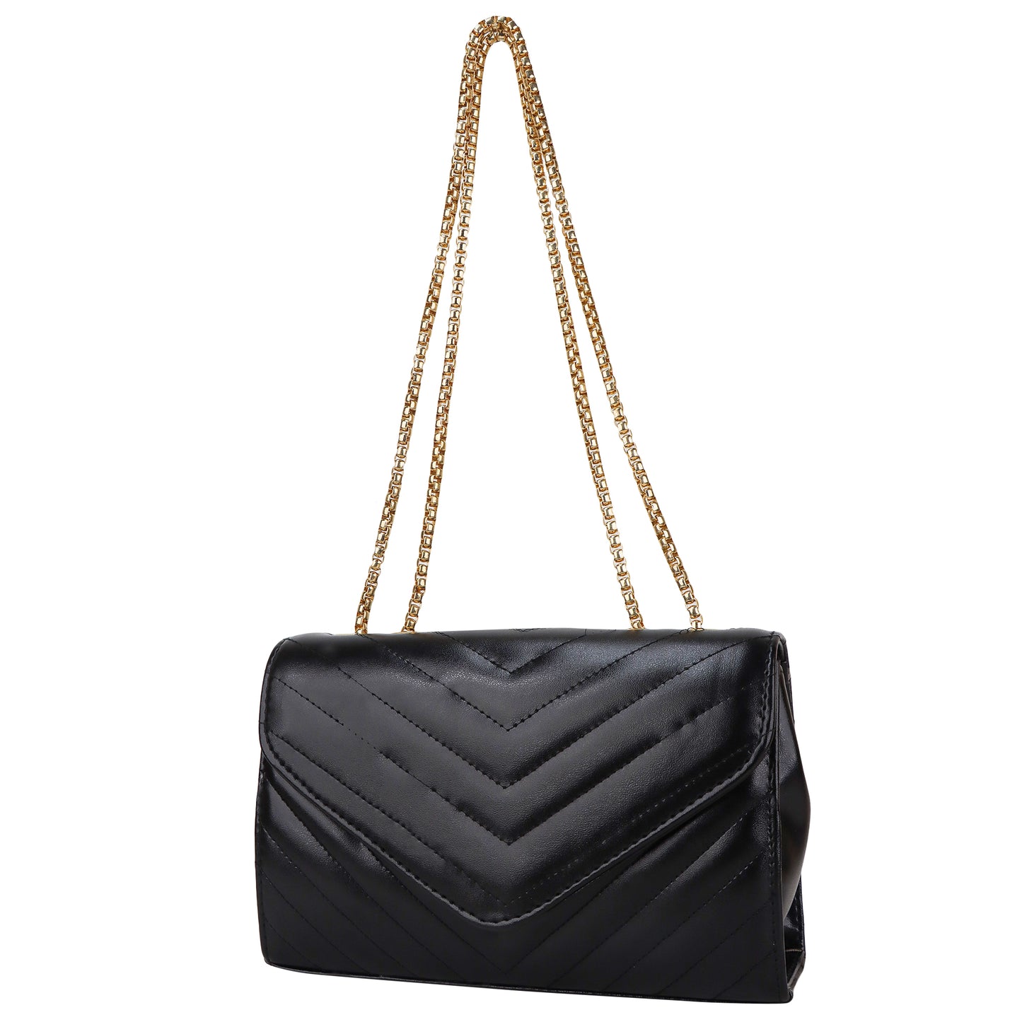 Miss Santorini Vegan Leather Quilted Sling Bag - Black