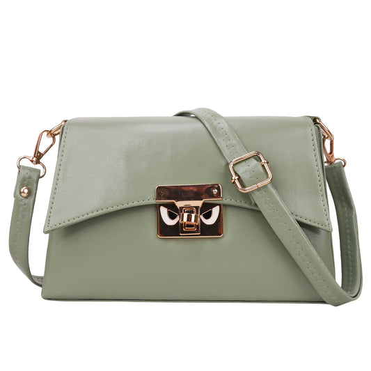 Devil Vegan Leather Satchel Box Sling Bag - Green