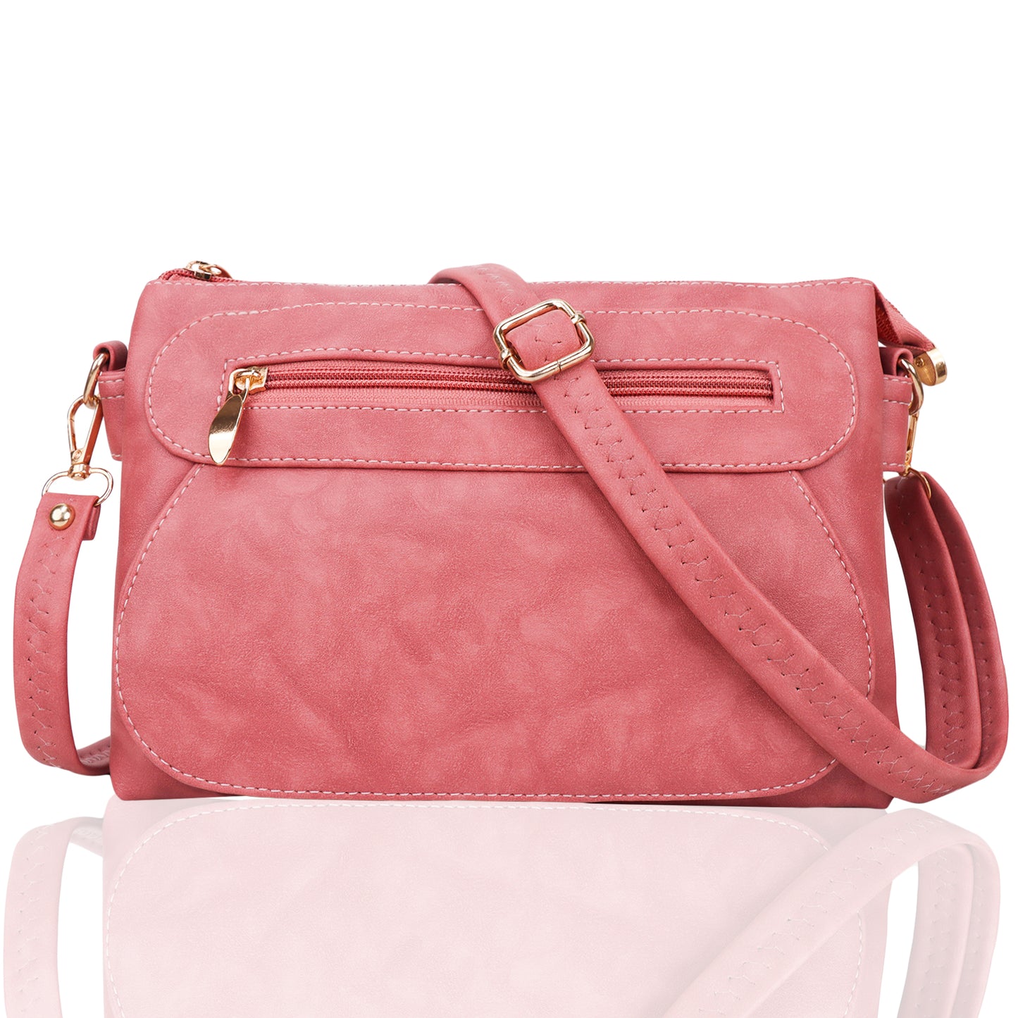 Florence Vegan Leather Suede Texture Sling Bag - Pink