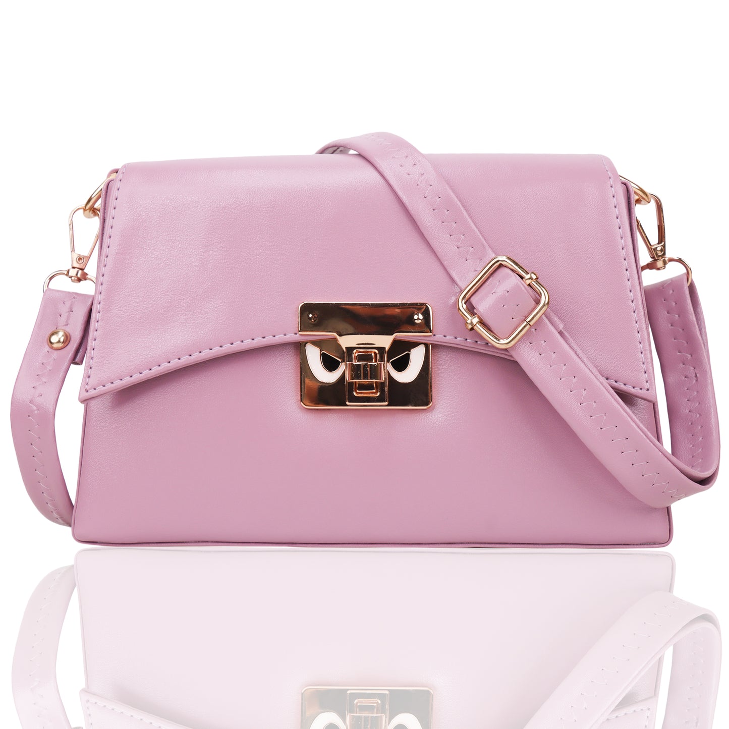 Devil Vegan Leather Satchel Box Sling Bag - Lavender