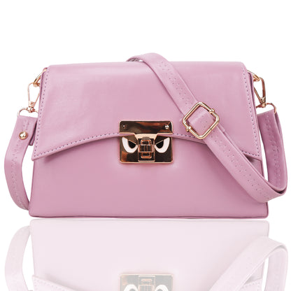 Devil Vegan Leather Satchel Box Sling Bag - Lavender