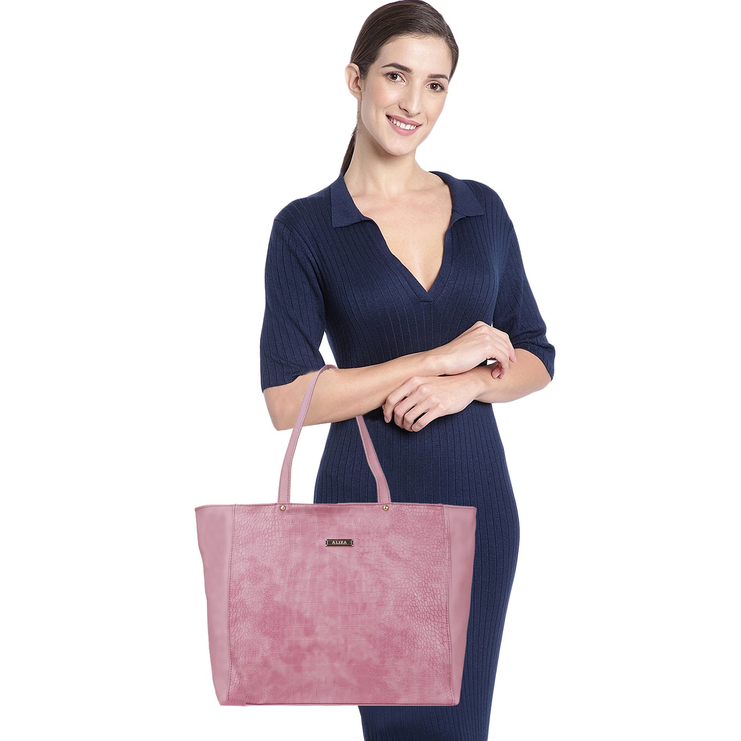 Althea Vegan Leather Formal Tote Bag - Pink