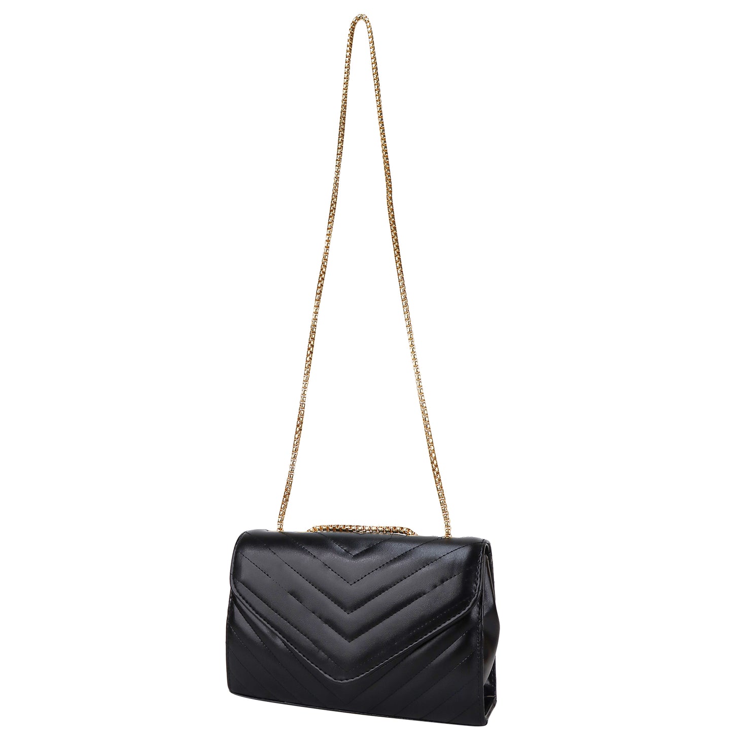 Miss Santorini Vegan Leather Quilted Sling Bag - Black