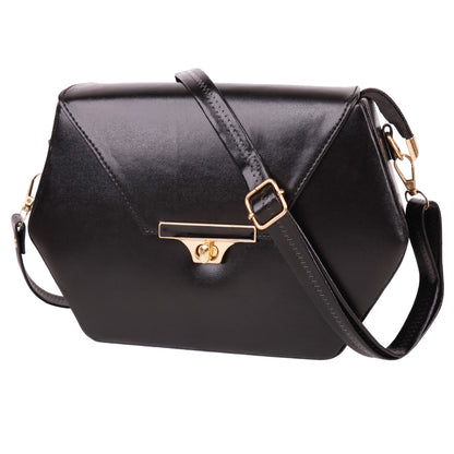 Miss Diamond Vegan Leather Box Sling Bag - Black