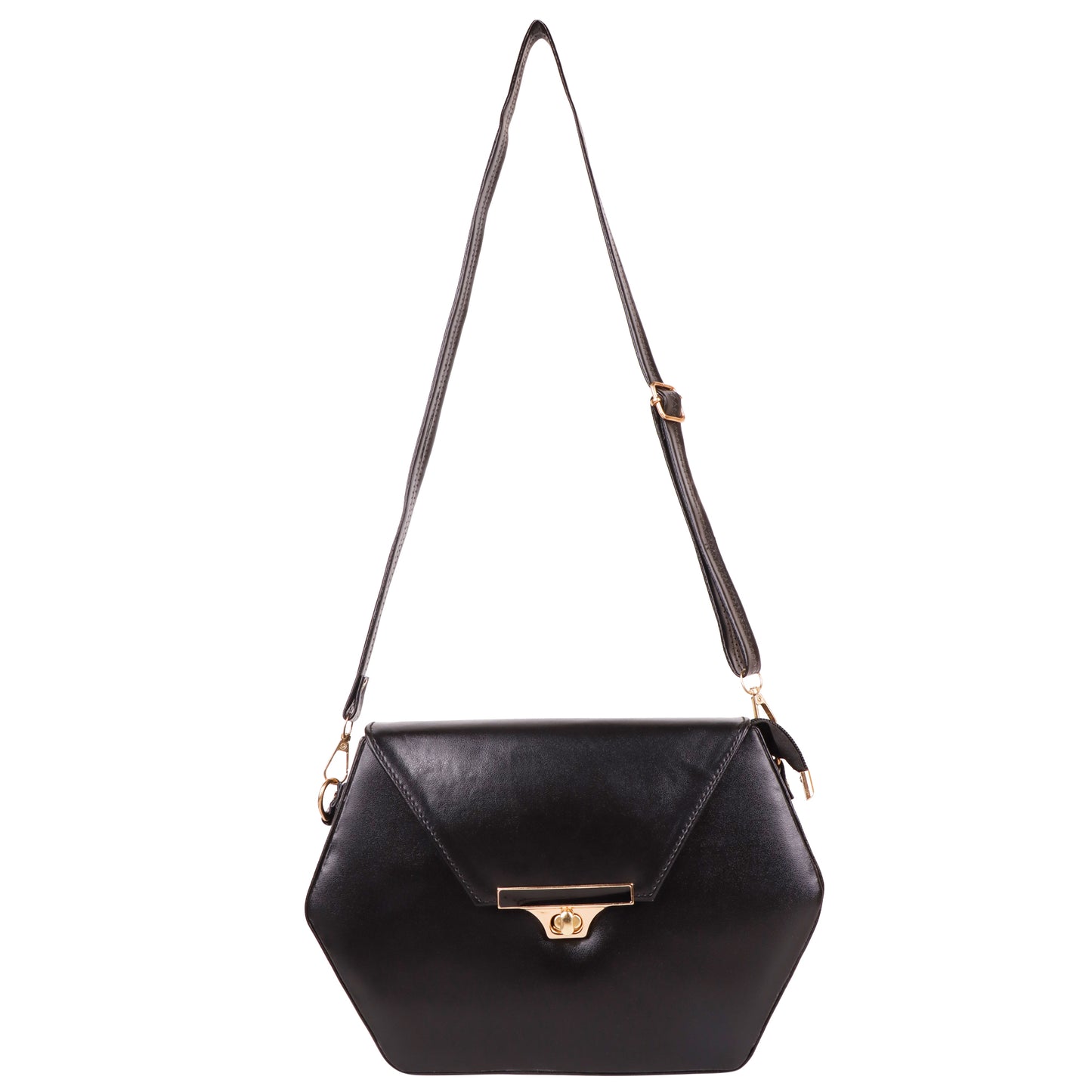 Miss Diamond Vegan Leather Box Sling Bag - Black