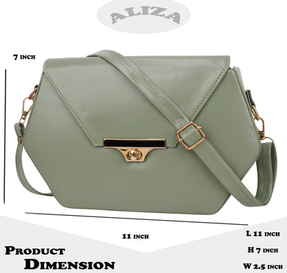 Miss Diamond Vegan Leather Box Sling Bag - Green