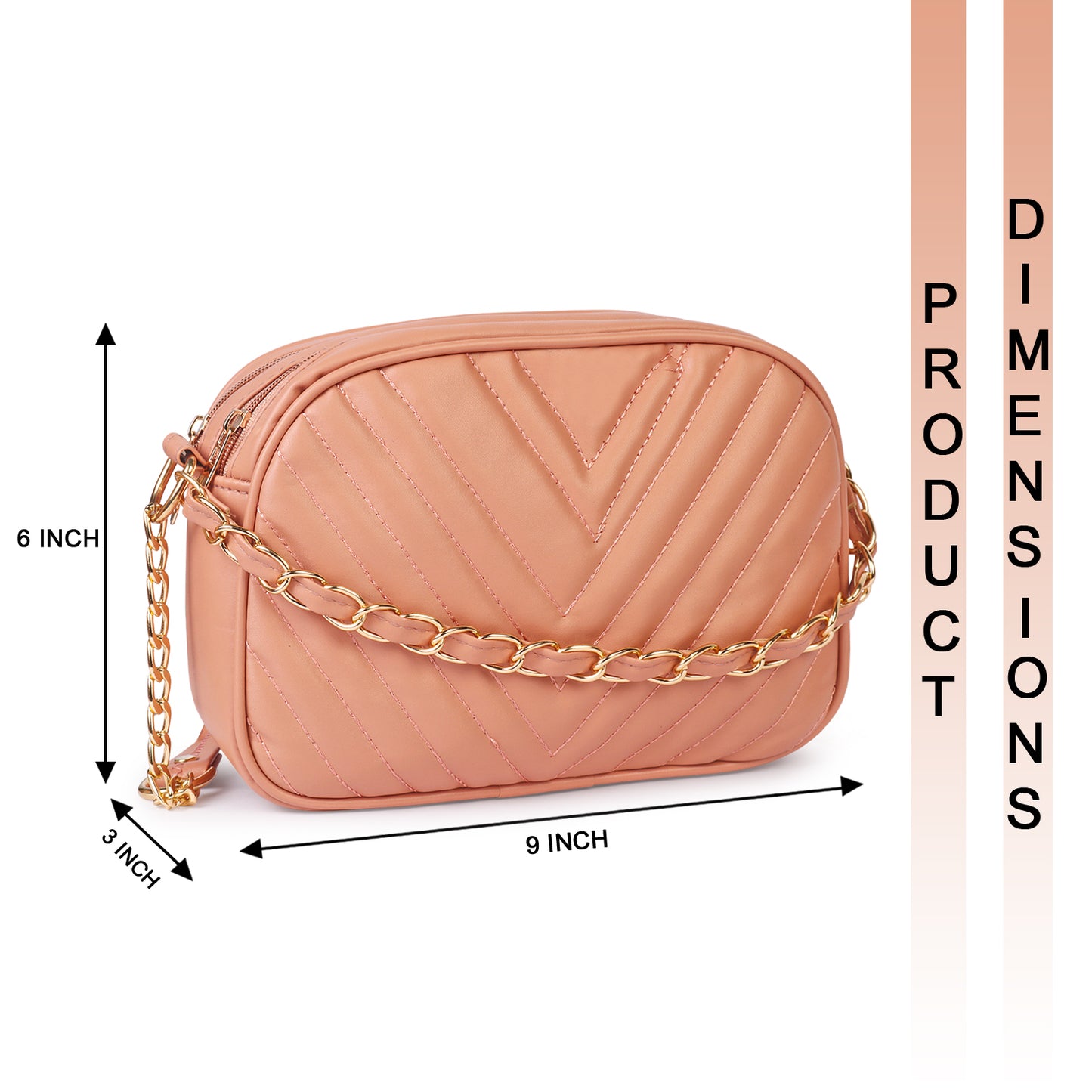 Princess Malibu Vegan Leather Quilted Sling Bag - Peach