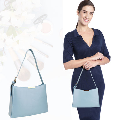 Cressida Vegan Leather Shoulder Handbag - Blue