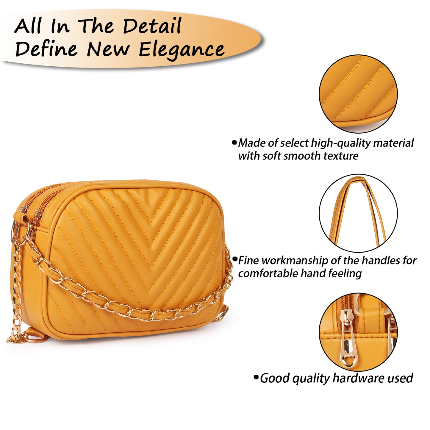 Princess Malibu Vegan Leather Quilted Sling Bag - Yellow