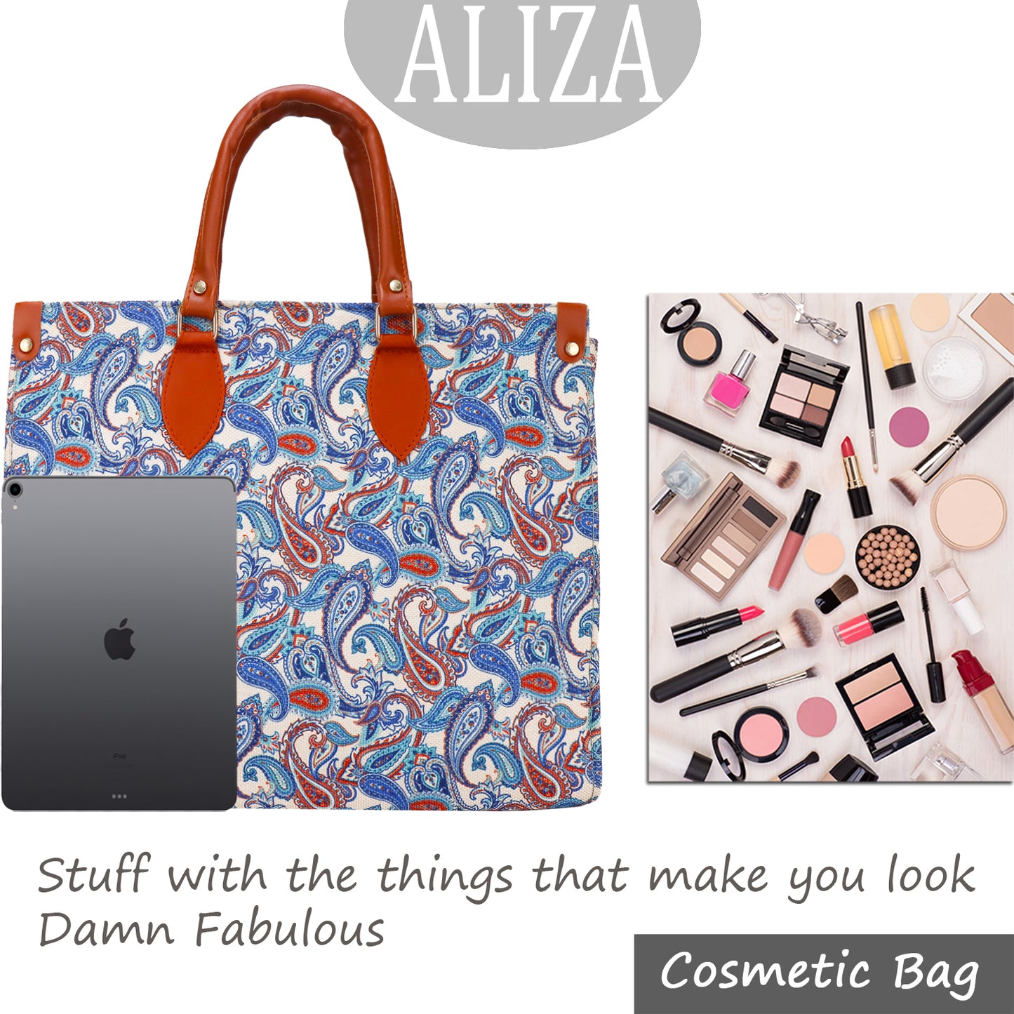 Gardinia Floral Canvas and Hand Bag - Sky Blue