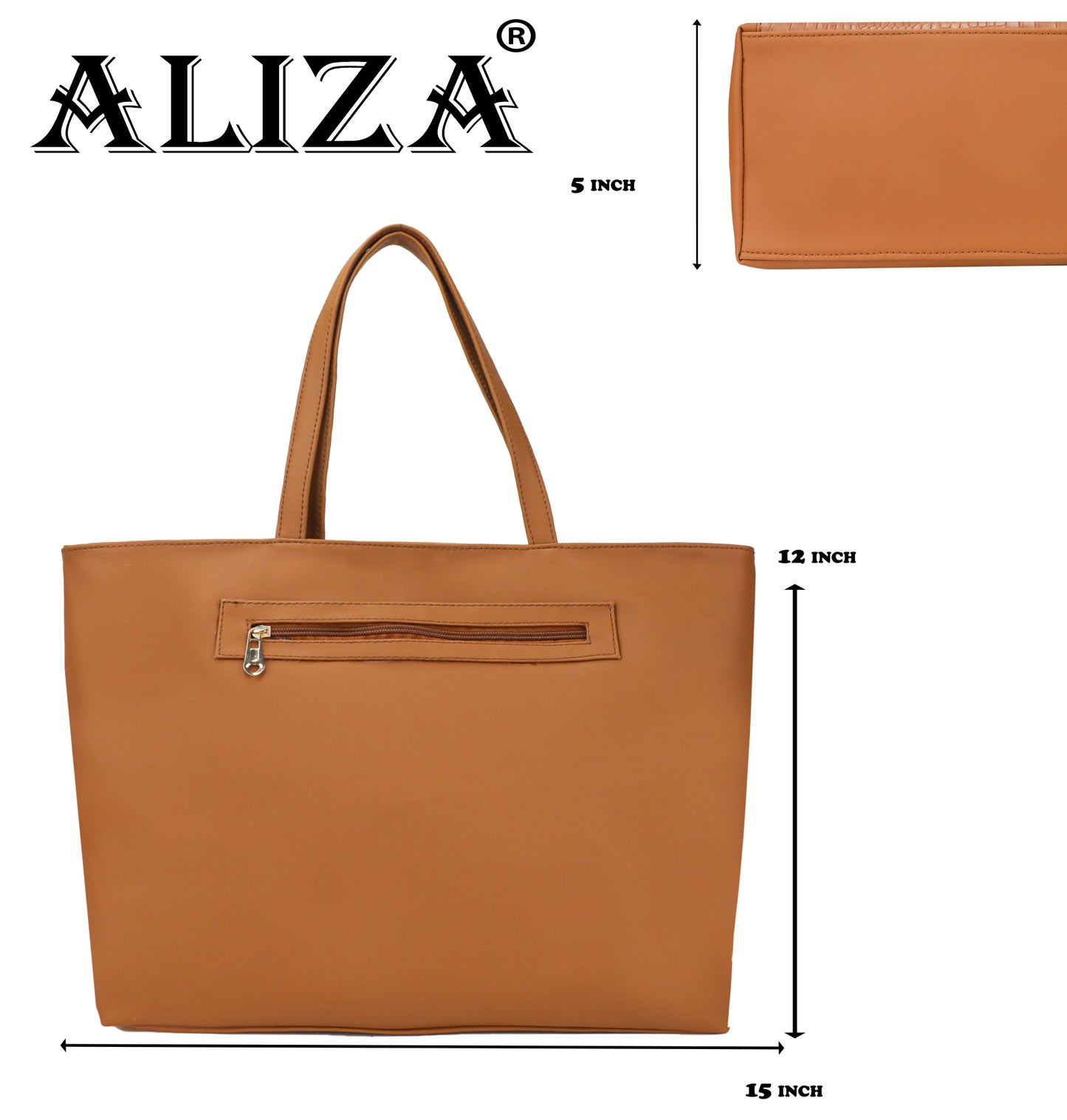 Althea Vegan Leather Formal Tote Bag - Brown