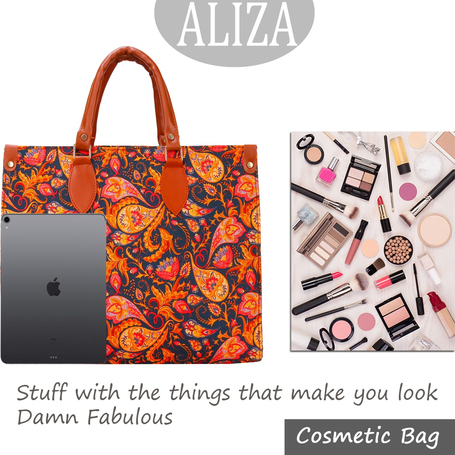 Gardinia Floral Canvas and Hand Bag - Brown