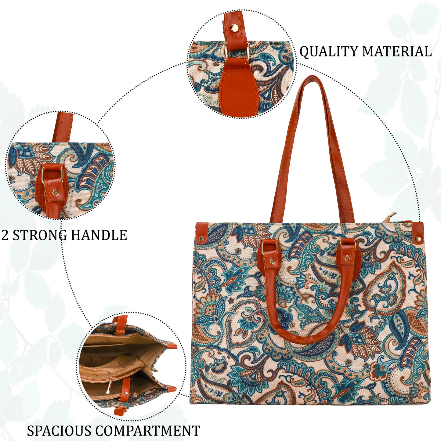 Gardinia Floral Canvas and Hand Bag - Green