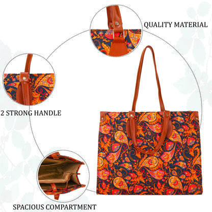 Gardinia Floral Canvas and Hand Bag - Brown