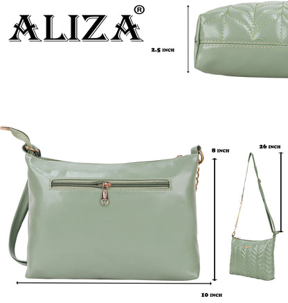 Miss Seoul Fashion Vegan Leather Suede Texture Utility Sling Bag - Green