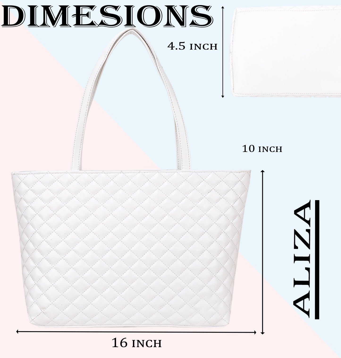 Blossom Vegan Leather Quilted Tote Bag - White