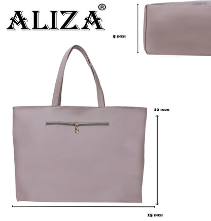 Althea Vegan Leather Formal Tote Bag - Grey