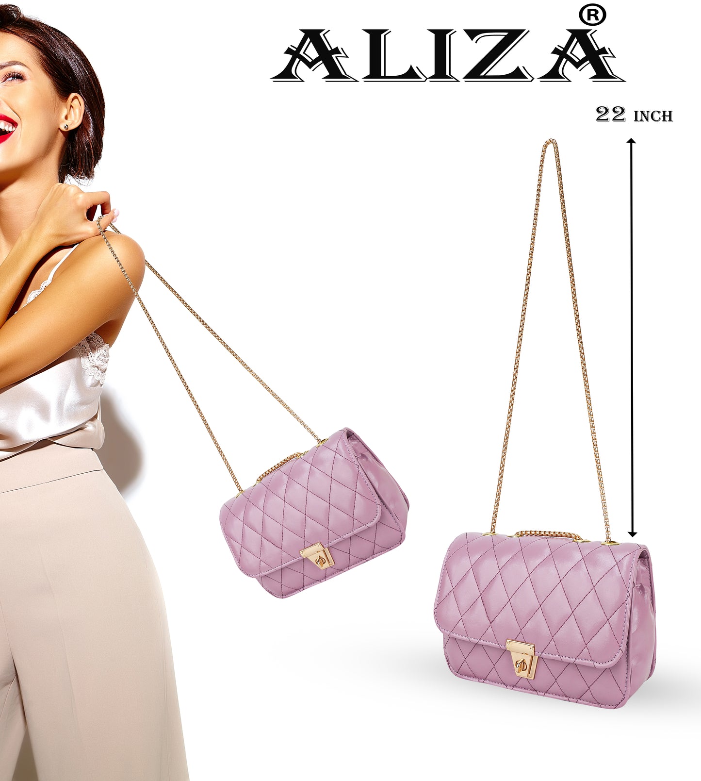 Miss Brasilia Vegan Leather Quilted Sling Bag - Pink