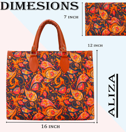 Gardinia Floral Canvas and Hand Bag - Brown