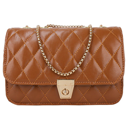 Miss Brasilia Vegan Leather Quilted Sling Bag - Brown