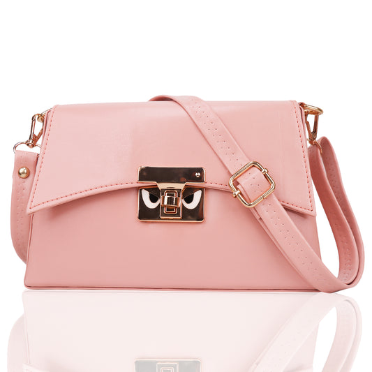 Devil Vegan Leather Satchel Box Sling Bag - Pink