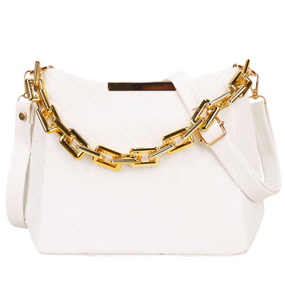 Ms. Classy Printed Vegan Leather Sling Bag - White