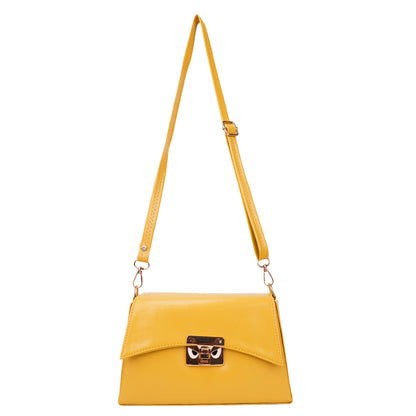 Devil Vegan Leather Satchel Box Sling Bag - Yellow