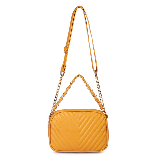 Princess Malibu Vegan Leather Quilted Sling Bag - Yellow