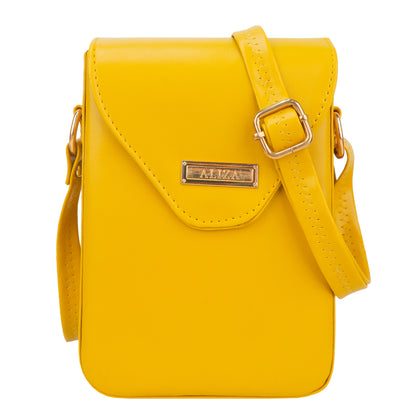 Miss Elona Vegan Leather Vertical Box Sling Messenger Bag - Yellow