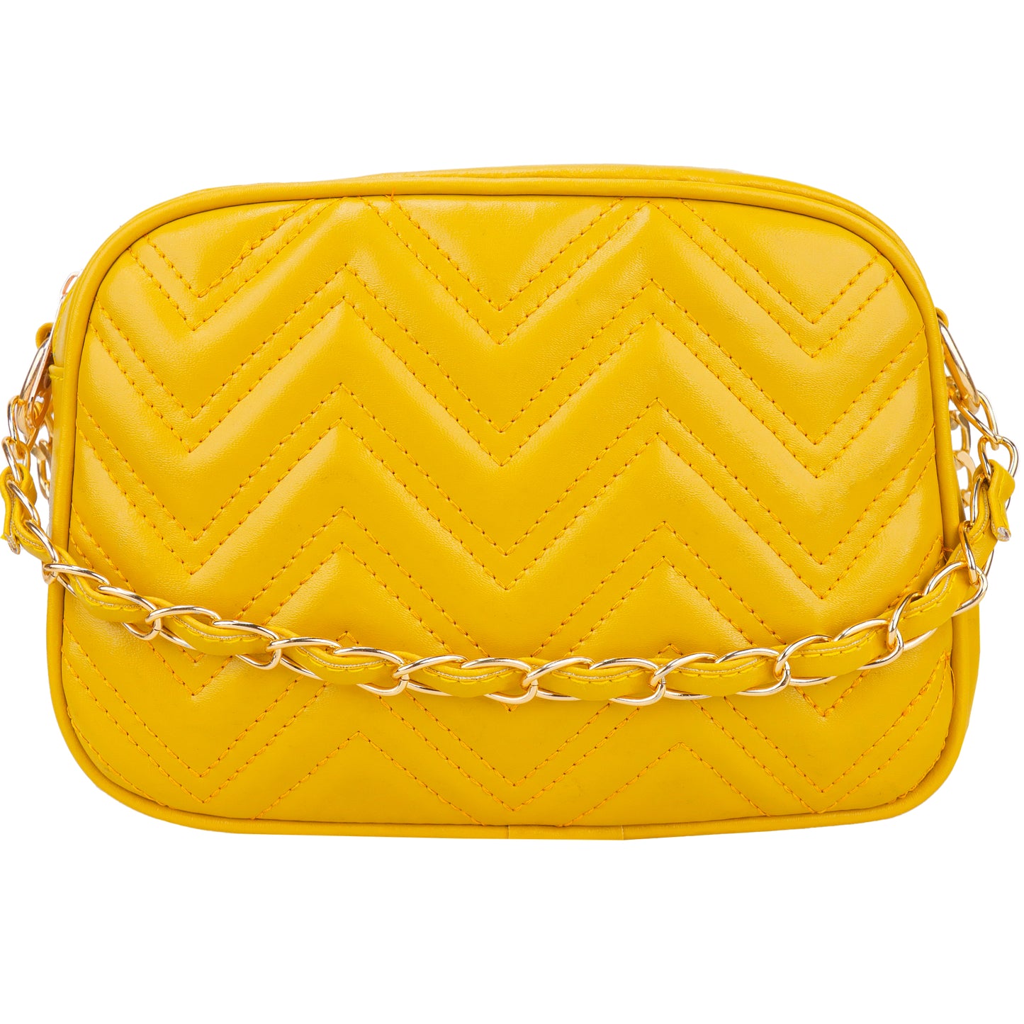 Miss Malibu Vegan Leather Quilted Sling Bag - Yellow