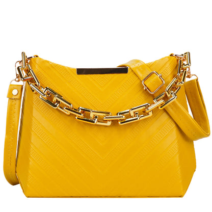 Ms. Classy Printed Vegan Leather Sling Bag - Yellow