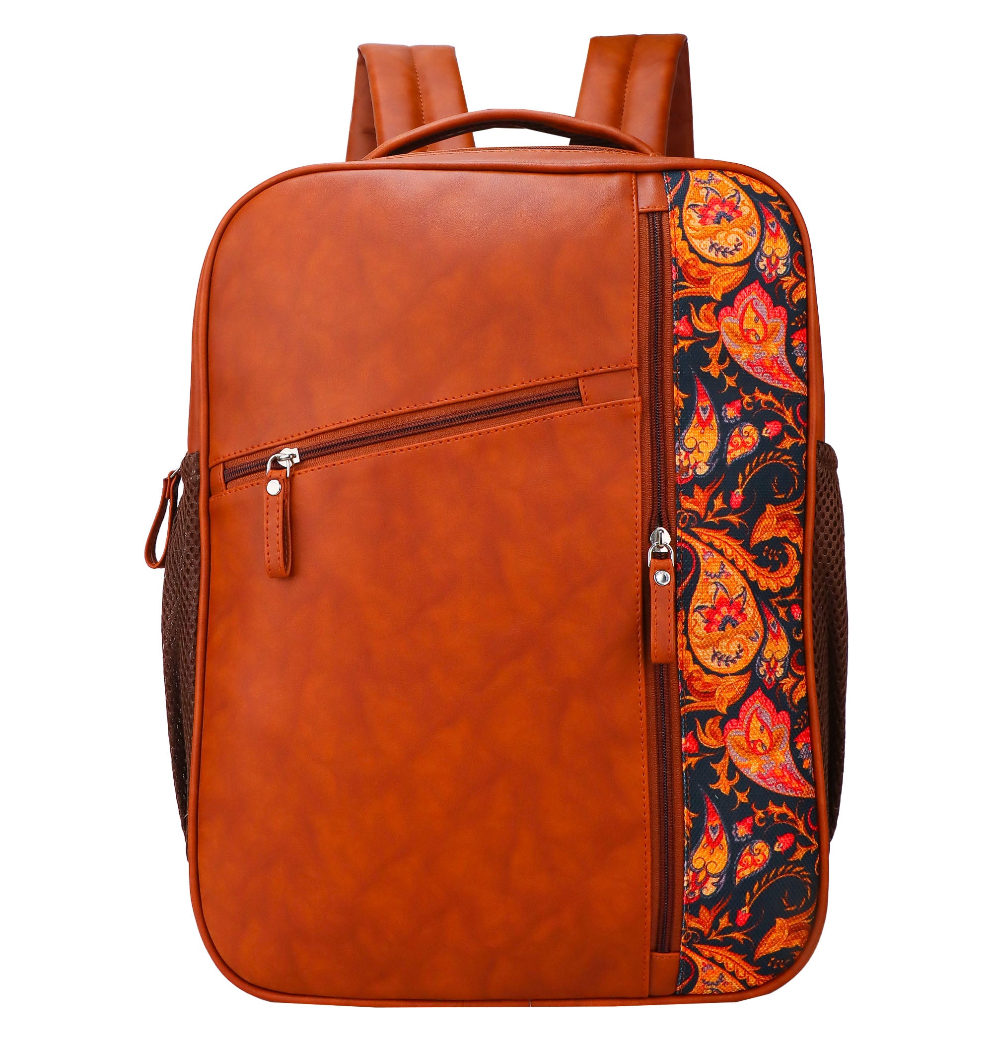 Outlet Brown Vegan Leather Laptop Backpack