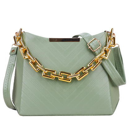 Ms. Classy Printed Vegan Leather Sling Bag - Green