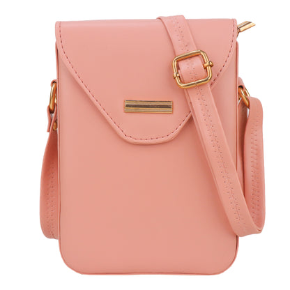 Miss Elona Vegan Leather Vertical Box Sling Messenger Bag - Peach