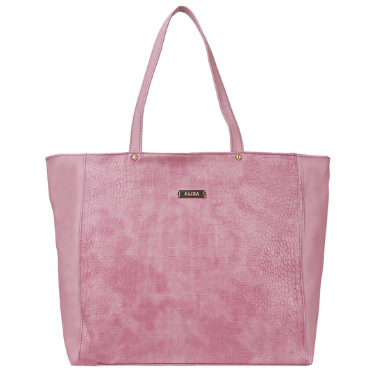 Althea Vegan Leather Formal Tote Bag - Pink