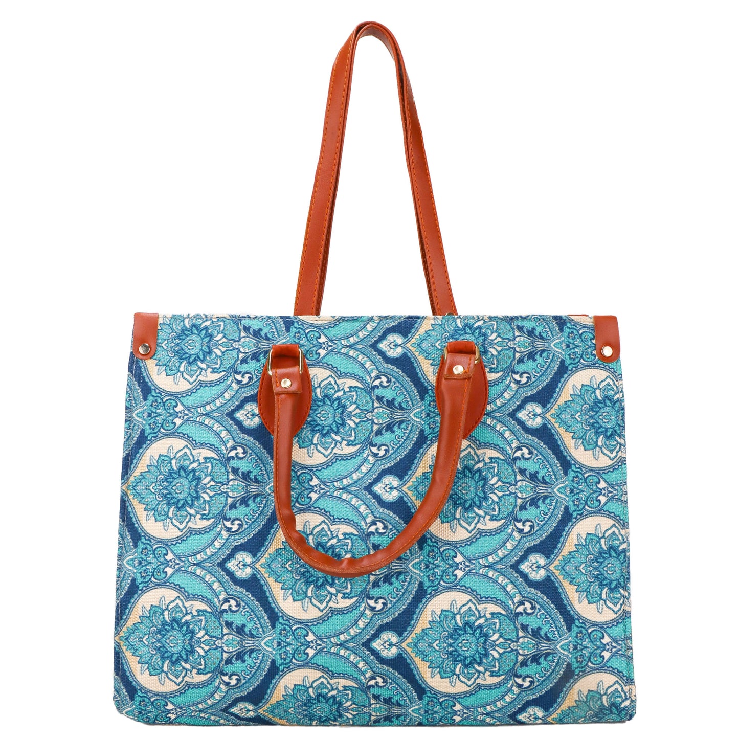 Gardinia Floral Canvas Hand Bag - Blue