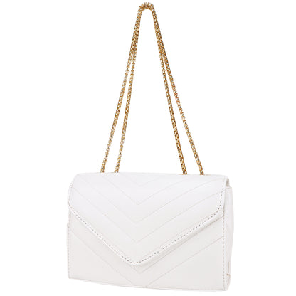 Miss Santorini Vegan Leather Quilted Sling Bag - White