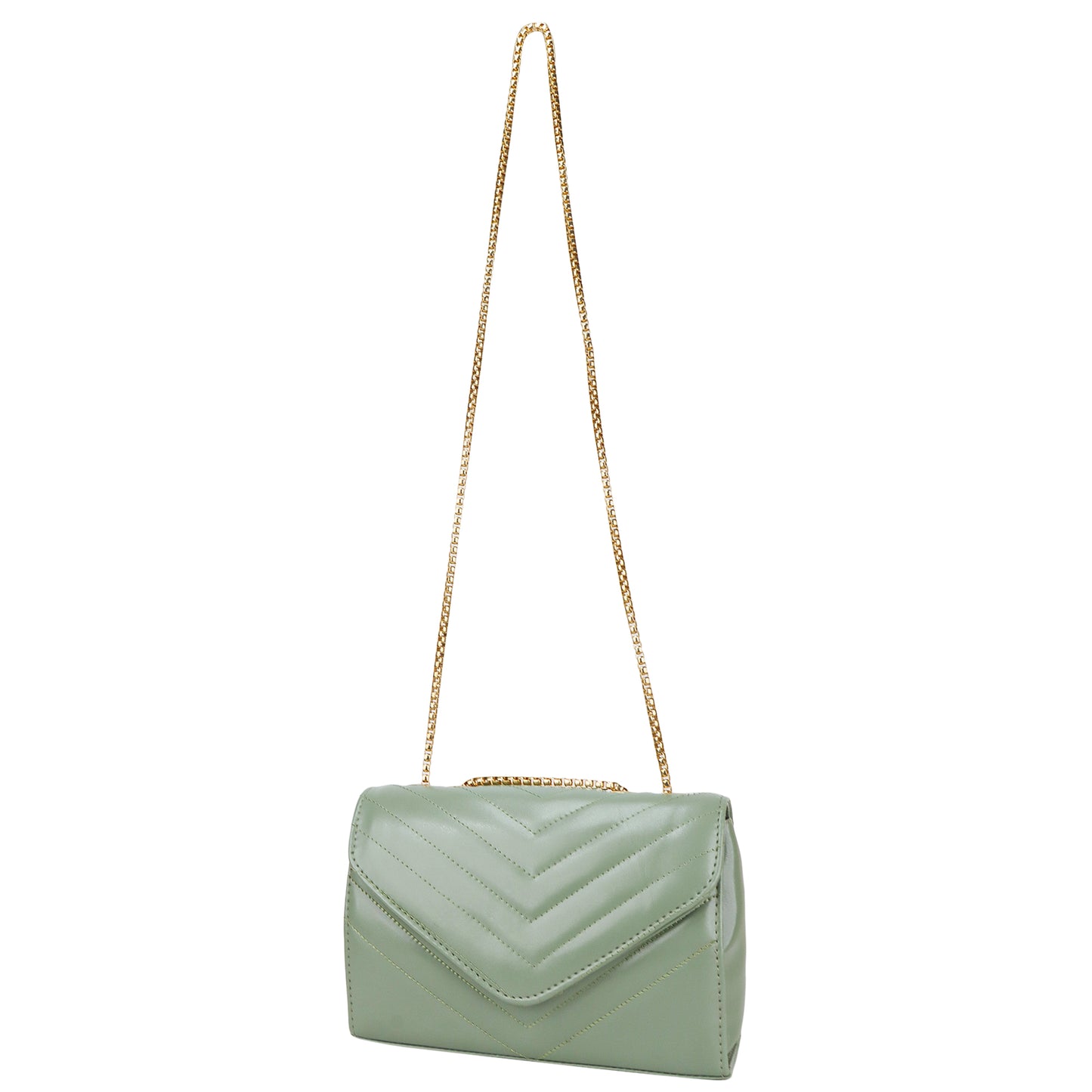 Miss Santorini Vegan Leather Quilted Sling Bag - Green