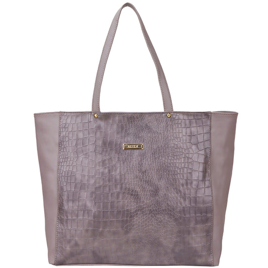 Althea Vegan Leather Formal Tote Bag - Grey