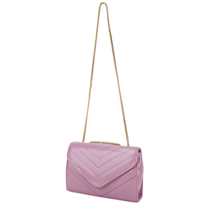 Miss Santorini Vegan Leather Quilted Sling Bag - Pink