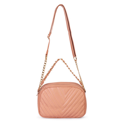 Princess Malibu Vegan Leather Quilted Sling Bag - Peach