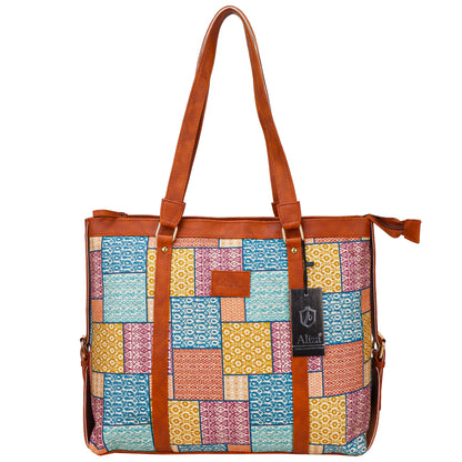 Gardinia Floral Canvas Striped Vegan Leather Tote Bag - Multicolor