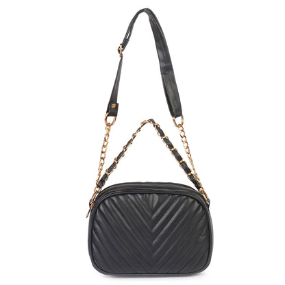 Princess Malibu Vegan Leather Quilted Sling Bag - Black