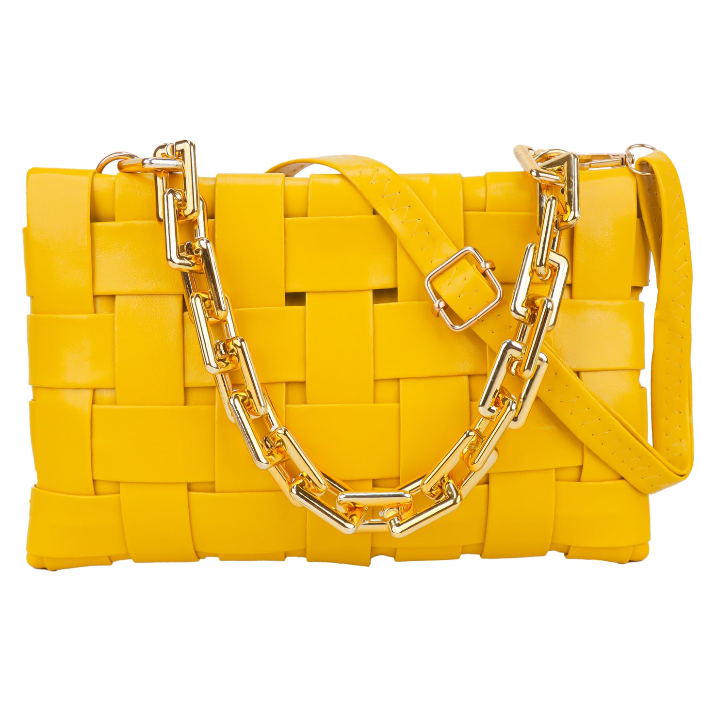 Miss Nairobi Vegan Leather Woven Sling Bag - Yellow