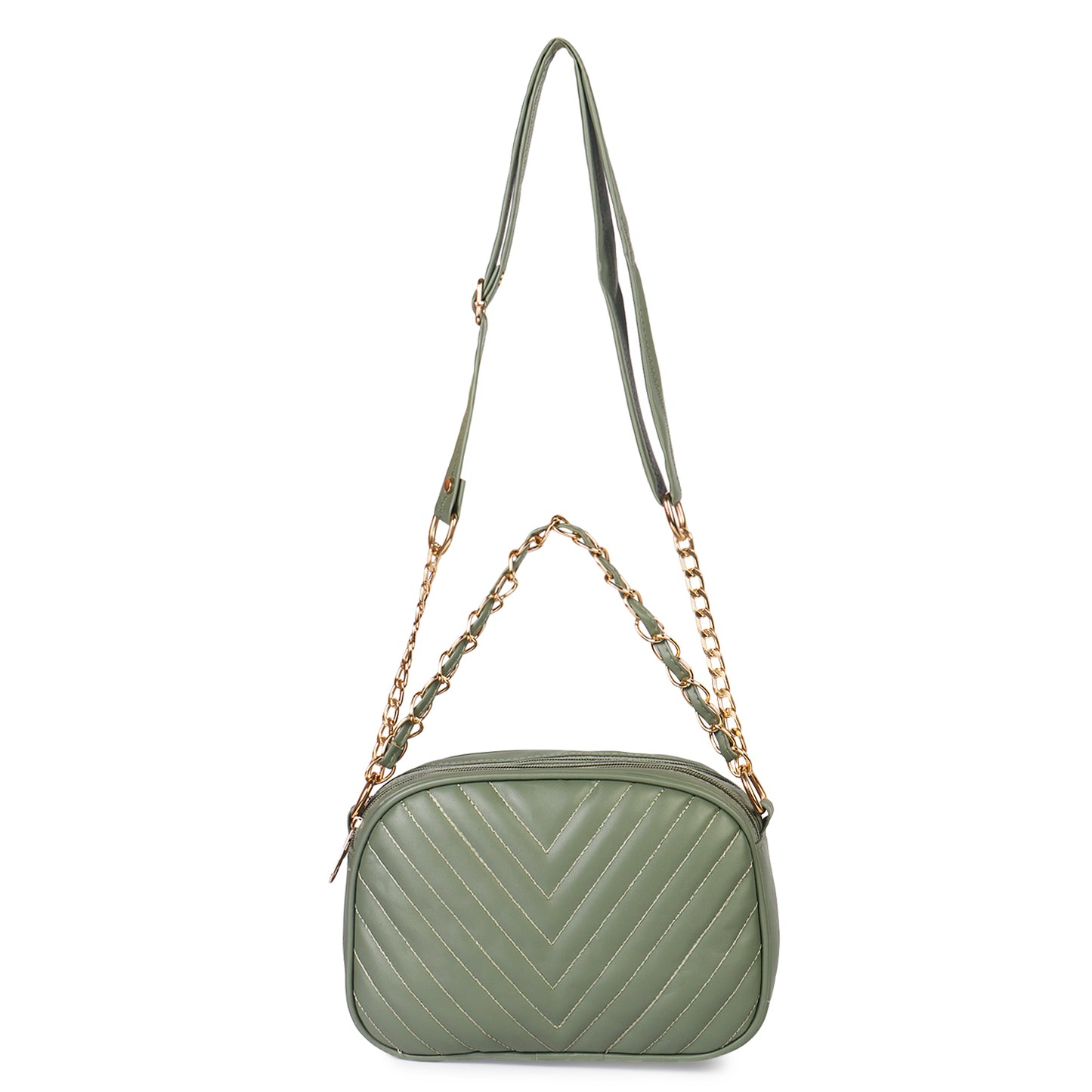 Princess Malibu Vegan Leather Quilted Sling Bag - Green