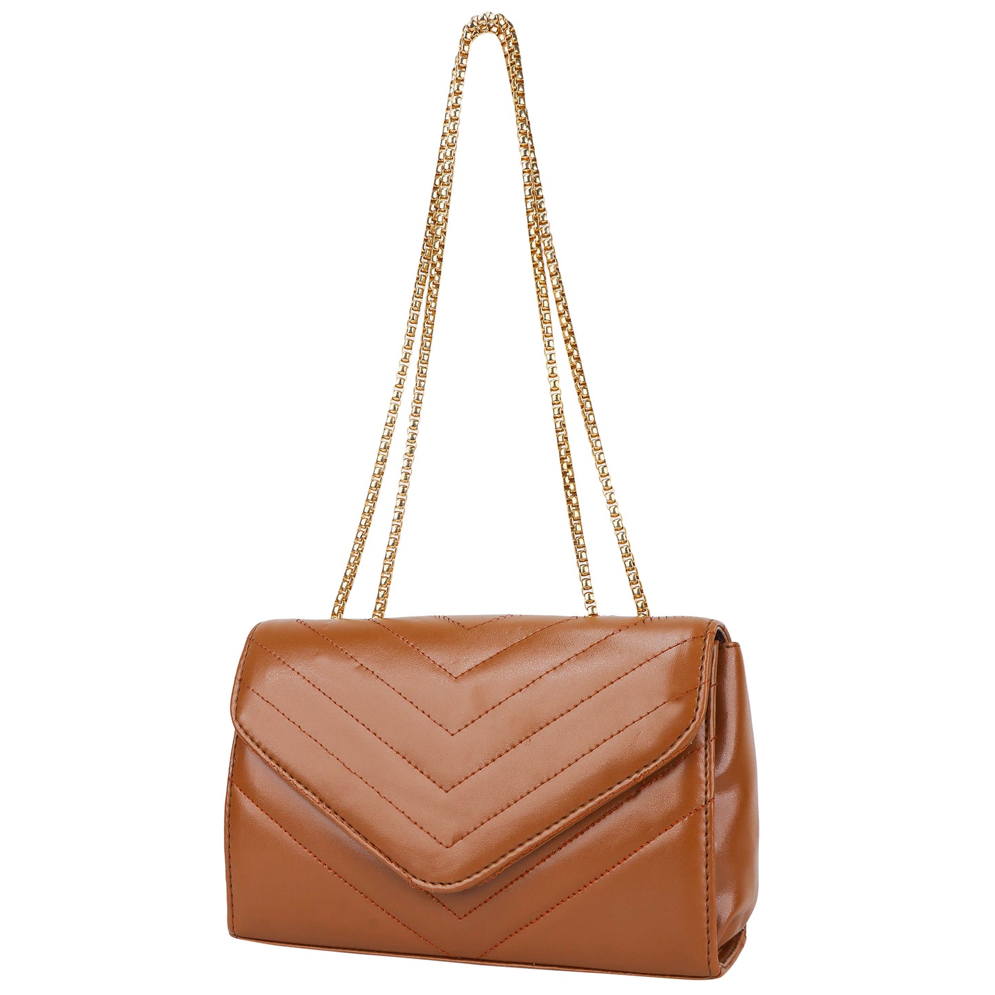 Miss Santorini Vegan Leather Quilted Sling Bag - Brown