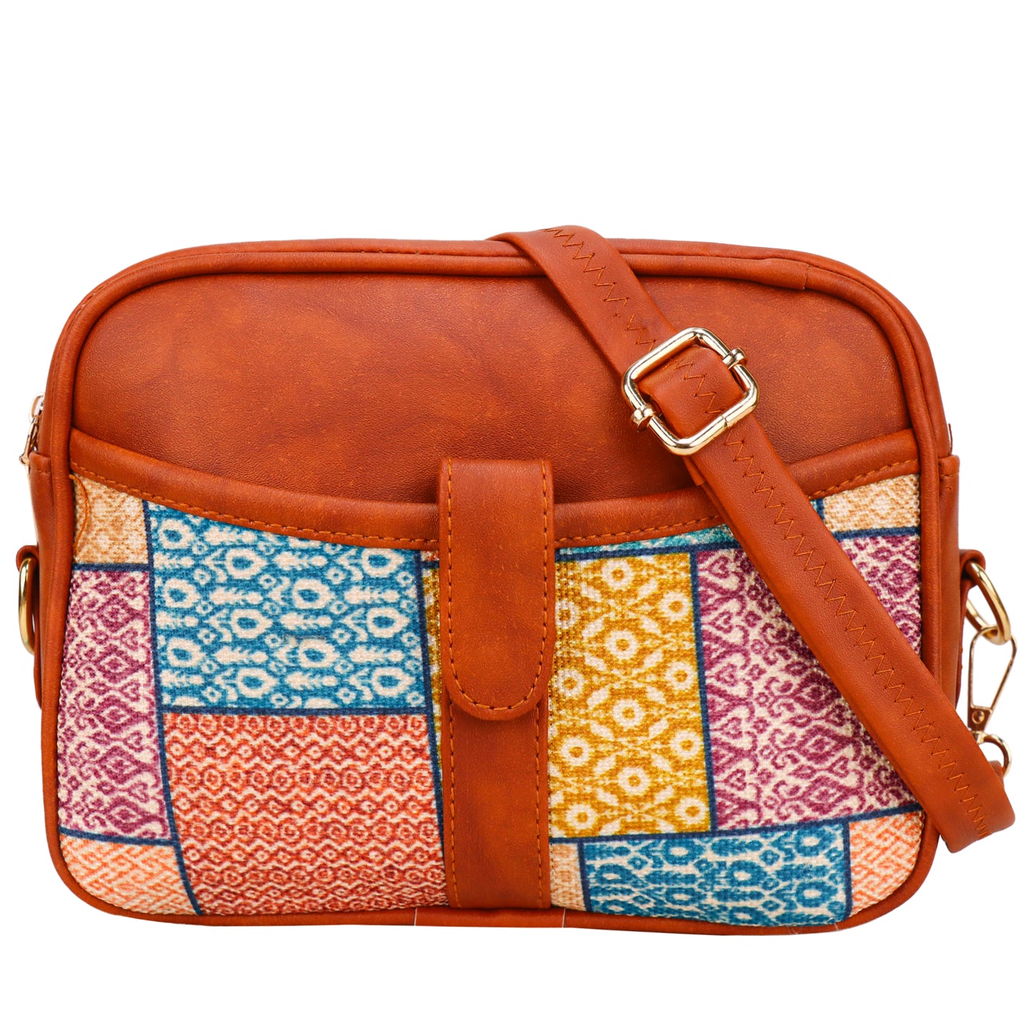 Ms. Elegant Paisley Printed Vegan Leather Sling Bag - Multicolor