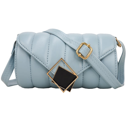 Princess Puffy Vegan Leather Quilted Sling Bag - Blue